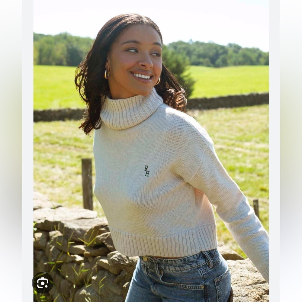 RECREATIONAL HABITS Athos Cropped Turtleneck Sweater in Oatmeal New With Tags!